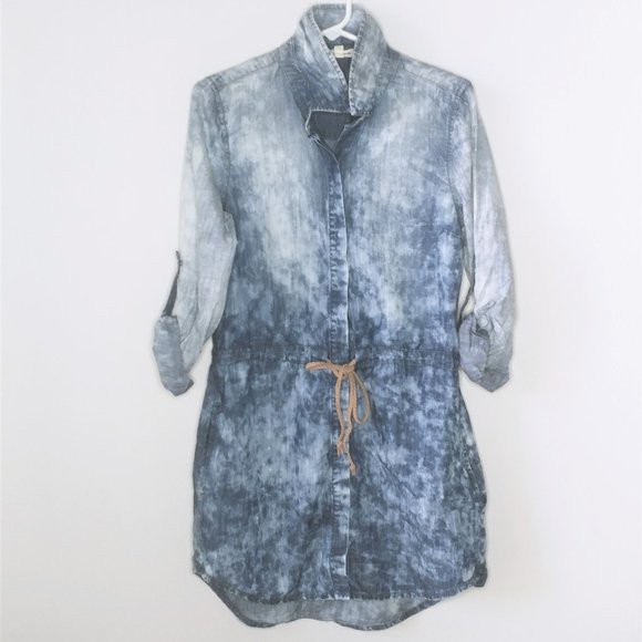 Life In Progress Acid Washed Chambray Dress - Sz M - Picture 2 of 4